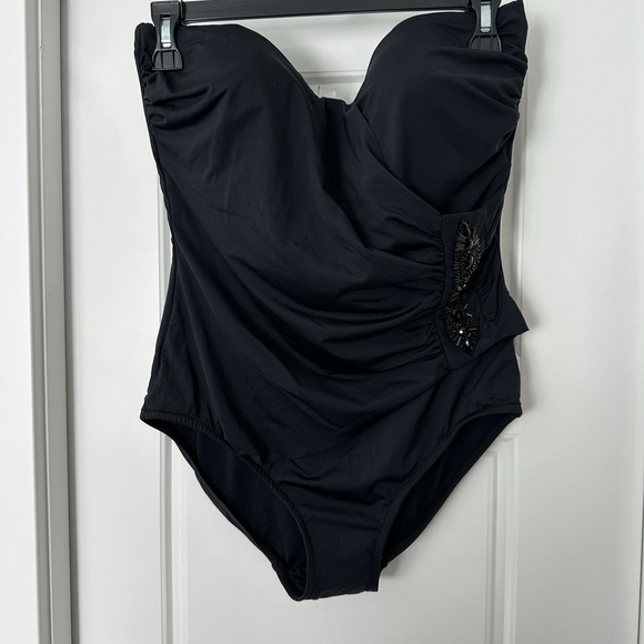 Rebecca Minkoff Swimsuit One Piece 10 Black Elegant Minimalist Resort Jeweled - Picture 7 of 8